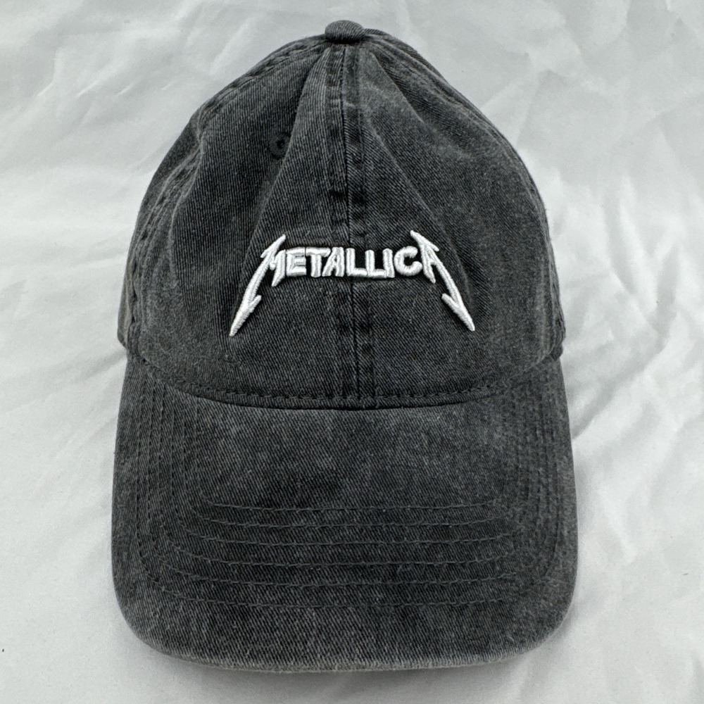 Metallica Hat Black Acid Wash Embroidered Logo Heavy Metal Band Strapback